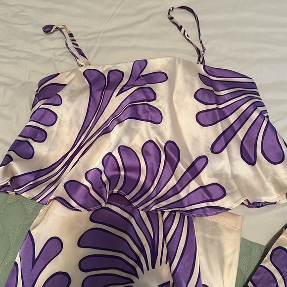 ENTRO, medium, worn twice- Purple and Cream Patterned Jumpsuit - Picture 2 of 8